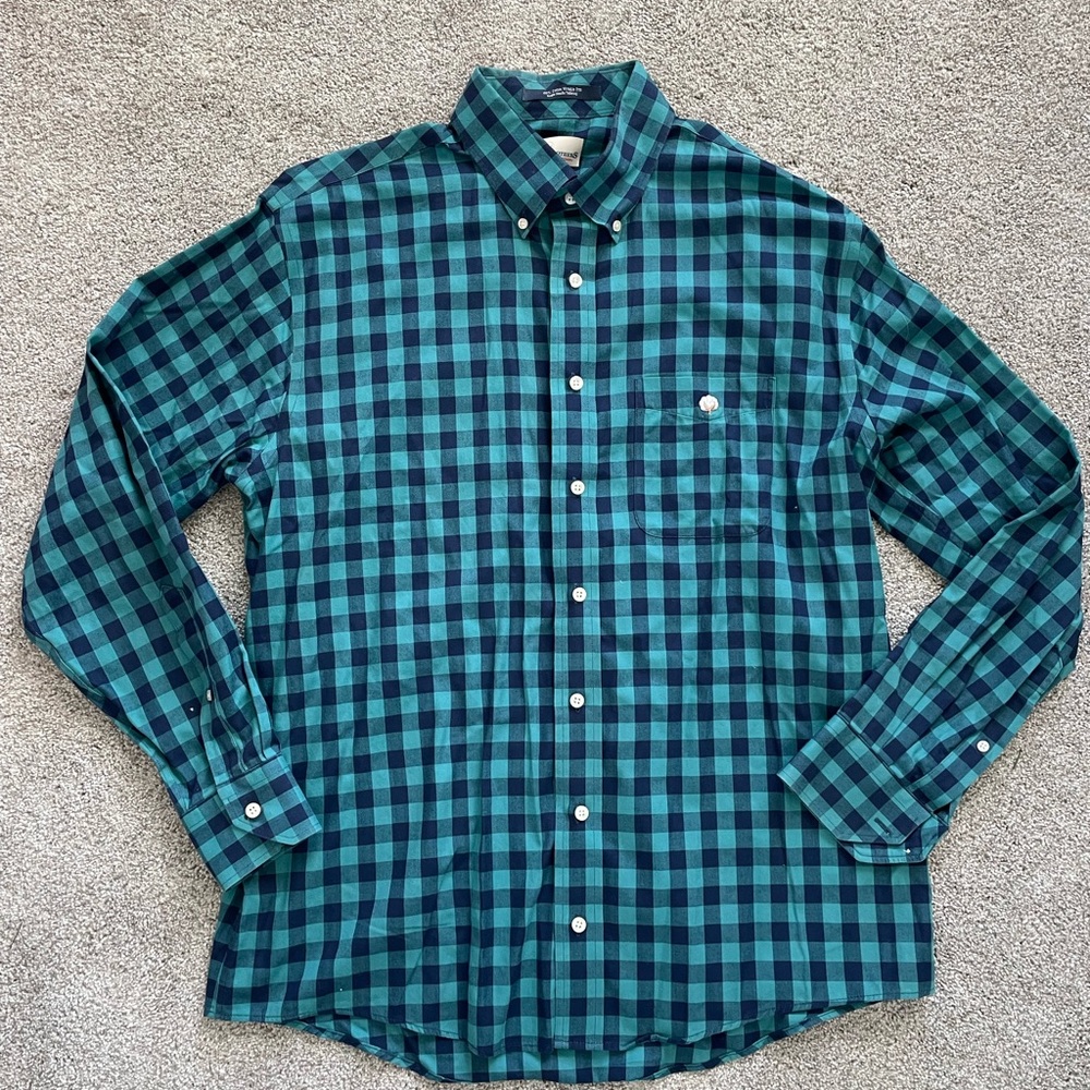 Men's Cotton Brothers Blue Checkered Shirt- Size Large